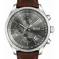 Hugo Boss Hugo Boss Grand Prix HB1513476  HB1513476 кварцевые мужские часы  серый циферблат, браслет кожаный — вид спереди